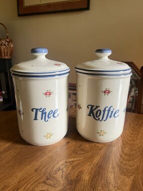 Zeller Fayencerie Keramik Petit Rose Vintage Kitchen Storage Jars Coffee Tea